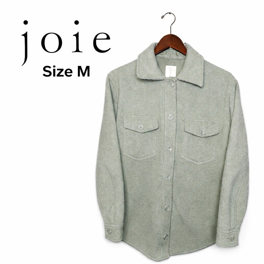 Joie Women's Boyfriend Shacket Jacket Sage Green Size M Button Front EUC